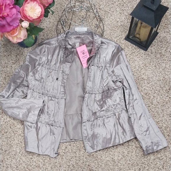 Chico's Jackets & Blazers - 2938 Size 1/ Large Chico's Light Weight Zippered Grey Jacket